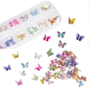 img 4 attached to 🦋 48-Piece 3D Butterfly Nail Charms Set | Glitter Clear Butterfly Nail Designs 2021 in White, Blue, and Colorful Acrylic | Nail Art Decoration & DIY Crafting Design