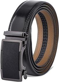 img 4 attached to HYRISON Genuine Leather Automatic Buckle Black Men's Accessories for Belts