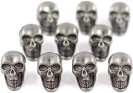 💀 set of 12 small gray silver skull buttons - 16mmx10mm - bezelry collection logo