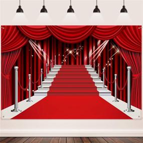 img 4 attached to Red Curtain Backdrop Banner: Large Red Carpet Fabric Photography Backdrop - Perfect Party Decorations! (6 x 4 Ft)