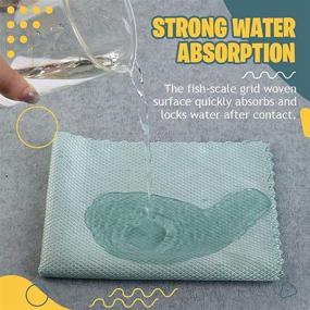 img 2 attached to 🐠 Tenacitee Microfiber Cleaning Cloth Set - Fish Scale Design, Reusable Glass Polishing Cloth, Nanoscale Scrubbing Cloth (9.8x9.8 inch, Pack of 10)