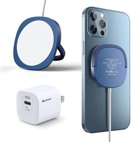 img 4 attached to Power Up Your iPhone 13 with the Blue Magnetic Wireless Charger & 20W 🔌 Fast Wall Plug – Compatible with 13/13 Pro/13 Pro Max/13 Mini/12/12 Mini/12 Pro/12 Pro Max/AirPods Pro!