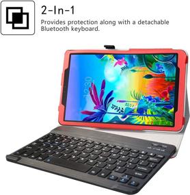 img 3 attached to Премиум красный беспроводной чехол-клавиатура для планшета 🔑 LG G Pad 5 10.1 T600.