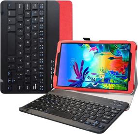 img 4 attached to Премиум красный беспроводной чехол-клавиатура для планшета 🔑 LG G Pad 5 10.1 T600.