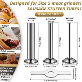 img 3 attached to 🌭 Premium 4-Piece Sausage Maker Kit: Stainless Steel Grinder Stuffer Tubes in 3 Sizes, Includes Sausage Stuffer Ring for Size 5 Meat Grinder Food Grinder