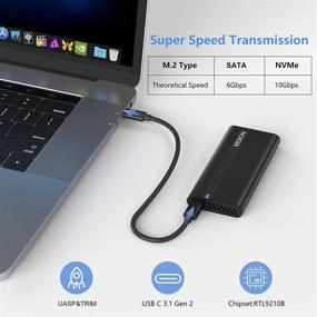 img 3 attached to 💾 M.2 NVME NGFF SSD Enclosure Adapter - Tool-Free, RTL9210B Chips, USB C 3.1 Gen 2 10Gbps NVME, 6Gbps SATA PCIe M-Key(B+M), Solid State Drive External Support UASP Trim - SSD Size 2242/2260/2280