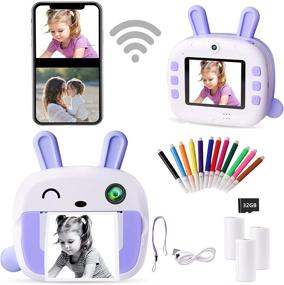 img 4 attached to 📸 Kids Instant Print Camera - Zero Ink, 1080P HD, 3 Rolls of Print Paper, 32G SD Card, 12 Color Pencils, Video Camera for Kids 3-14, WiFi Connect Supported - Portable Digital Camera