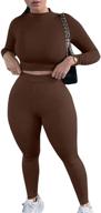 👗 mulisky women's sexy bodycon 2 piece outfit: long sleeve crop top and pants tracksuit set jumpsuits logo