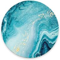 teal marble swirls and agate ripples mouse pad: waterproof, non-slip circular design for office, home, laptop & travel - turquoise abstract marine mouse pad with gold dust marble logo