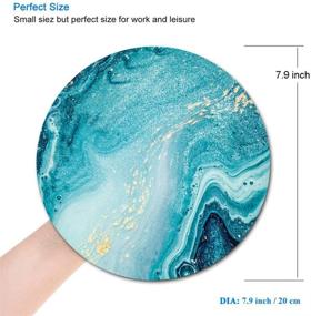 img 3 attached to Teal Marble Swirls and Agate Ripples Mouse Pad: Waterproof, Non-Slip Circular Design for Office, Home, Laptop & Travel - Turquoise Abstract Marine Mouse Pad with Gold Dust Marble