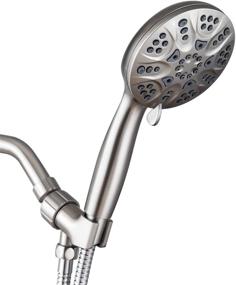 img 4 attached to 🚿 Premium High Pressure Handheld Shower Head - 6 Spray Settings, Brushed Nickel, Stainless Steel Hose and Adjustable Bracket Included