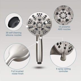 img 1 attached to 🚿 Premium High Pressure Handheld Shower Head - 6 Spray Settings, Brushed Nickel, Stainless Steel Hose and Adjustable Bracket Included