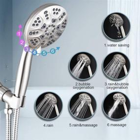 img 3 attached to 🚿 Premium High Pressure Handheld Shower Head - 6 Spray Settings, Brushed Nickel, Stainless Steel Hose and Adjustable Bracket Included