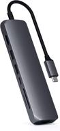 satechi usb-c slim multi-port adapter with ethernet - 4k hdmi, gigabit ethernet, usb-c pd charging - compatibility with 2020/2019 macbook pro, 2020/2018 ipad pro, microsoft laptop 3 (space gray) logo
