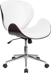 img 3 attached to 🪑 Premium Mid-Back Mahogany Wood Conference Office Chair in White LeatherSoft by Flash Furniture: Stylish and Comfortable Seating Solution