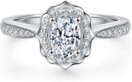 💍 hafeez center rhodium plated sterling silver vintage floral engagement ring with oval cut simulated diamond cz solitaire (7.5mm x 5.5mm) logo