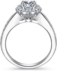 img 1 attached to 💍 HAFEEZ CENTER Rhodium Plated Sterling Silver Vintage Floral Engagement Ring with Oval Cut Simulated Diamond CZ Solitaire (7.5mm x 5.5mm)