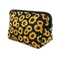 🌻 sunflower floral neoprene makeup bag - waterproof travel pouch with zipper for toiletries, pens, and organizer-printed soft storage case logo