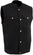 🧥 black denim snap front club vest for men by milwaukee leather - dm2238 logo