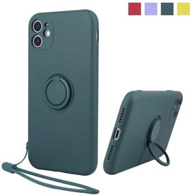 img 1 attached to Full Body Protection iPhone 11 Case with Finger Ring Holder, Hand Strap, Car Mount - Dark Forest Silicone Rubber