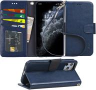 arae wallet case for iphone 11 pro with wrist strap and credit card holders (blue) logo