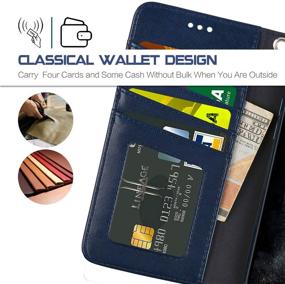 img 2 attached to Arae Wallet Case For IPhone 11 Pro With Wrist Strap And Credit Card Holders (Blue)