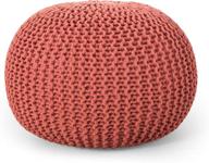 🔶 versatile and vibrant: christopher knight home nahunta pouf in coral - a perfect addition to any space logo