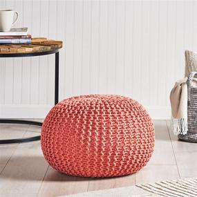 img 3 attached to 🔶 Versatile and Vibrant: Christopher Knight Home Nahunta Pouf in Coral - A Perfect Addition to any Space