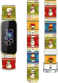 img 4 attached to Luxe Bands Silicone Christmas Design – Personalized Fitbit Luxe Strap with Festive Xmas Tree and Snowman Theme