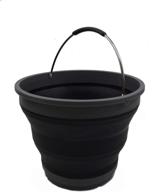 🪣 10l/2.6 gallon collapsible plastic bucket - foldable round tub - portable fishing water pail - space saving outdoor water pot, 31cm diameter (1, grey/black) logo