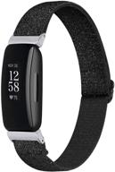 📏 эластичные регулируемые нейлоновые ремни hopply - совместимы с fitbit inspire 2/ inspire hr/inspire - дышащие, эластичные, плетеные мягкие тканевые петли - женщины мужчины - черные логотип