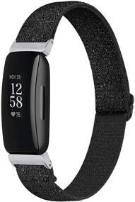 img 4 attached to 📏 Эластичные регулируемые нейлоновые ремни Hopply - совместимы с Fitbit Inspire 2/ Inspire HR/Inspire - дышащие, эластичные, плетеные мягкие тканевые петли - женщины мужчины - черные