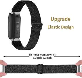 img 2 attached to 📏 Эластичные регулируемые нейлоновые ремни Hopply - совместимы с Fitbit Inspire 2/ Inspire HR/Inspire - дышащие, эластичные, плетеные мягкие тканевые петли - женщины мужчины - черные