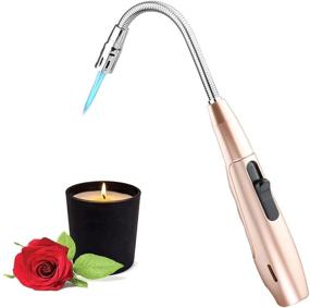 img 1 attached to 🔥 360 ° Jet Flame Butane Torch Lighter for Candle, Fireplace, Kitchen, Barbecue, Camping – Windproof Refillable Fire Lighter with Larruping Power (No Gas Included) (Rose Gold)