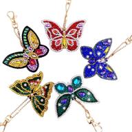 🦋 5d diamond painting keychain kit - full drill butterfly mosaic pendant with special shape diamonds for bags and phone straps (5 pack) logo