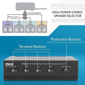 img 3 attached to 🔊 Улучшенный селектор переключения колонок 4-х зонного канала: Pyle PSS4 - мультиканальный хаб для переключения усилителей A/B/C/D высокой мощности, 4 пары колонок, черный.