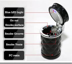 img 3 attached to 🚬 Портативный автомобильный пепельница для сигарет с синим светодиодом - держатель для чашек в автомобиле Big Ant Ash-black (1 шт)
