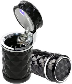 img 4 attached to 🚬 Portable Car Cigarette Ashtray with Blue LED Light - Big Ant Ash-black Car Cup Holder (1PC)