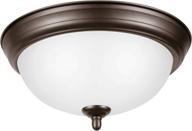 🔆 stylish ravenna home single-light flush-mount ceiling light with frosted glass shade - ideal for modern interiors, 5.3"h, bronze логотип