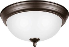 img 4 attached to 🔆 Stylish Ravenna Home Single-Light Flush-Mount Ceiling Light with Frosted Glass Shade - Ideal for Modern Interiors, 5.3"H, Bronze