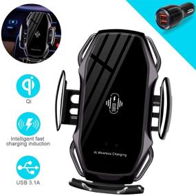 img 4 attached to 📱 Black Wireless Car Charger Mount - EERIE A5 Smart Sensor, QI 10W Automatic Clamping Fast Charging Holder Compatible with iPhone 11/Xs/Xs Max/XR/X/8/8 Plus, Samsung Note 9/S9/S9+/S8