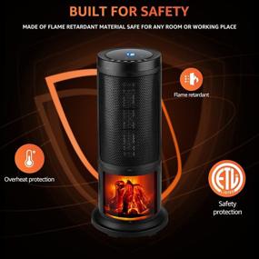 img 4 attached to LEISURELIFE Portable Electric Space Heater for Large Rooms - 3D Realistic Bonfire, 36-inch, 1500W Adjustable 🔥 Tower Heaters for Indoor Use - Oscillating, Remote, 12-hour Timer, Temperature Display - Safe to Use (17-inch)