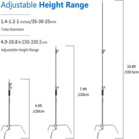 img 1 attached to 📸 Нивер Нержавеющая стальная стойка для света с отсоединяемым основанием, регулируемой высотой и грузоподъемностью до 44 фунтов/20 кг - идеально подходит для моноблоков, видеосвета и другого фотооборудования (5-11 футов/1.5-3.3 м)