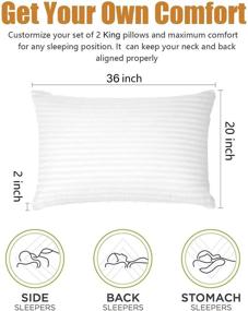 img 1 attached to 🛏️ Set of 2 King Size Down-Alternative Bed Pillows - Premium Soft Support for Side, Back, Stomach Sleepers - 20 x 36 Inches - Hotel Quality Comfort
