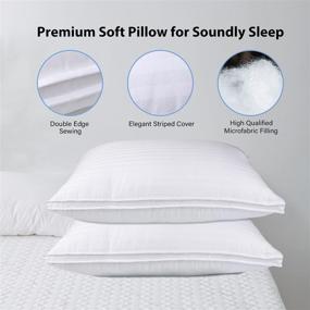 img 2 attached to 🛏️ Set of 2 King Size Down-Alternative Bed Pillows - Premium Soft Support for Side, Back, Stomach Sleepers - 20 x 36 Inches - Hotel Quality Comfort