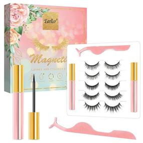 img 4 attached to 👀 EARLLER Magnetic Lashes and Eyeliner – 3D Reusable Natural-Looking Magnetic Eyelashes Set, Waterproof and Easy to Wear