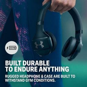 img 2 attached to JBL Under Armour Sport Беспроводные наушники Train - наушники с Bluetooth для спорта на ушах. Влагозащищенные беспроводные наушники с микрофоном, совместимые с Android и Apple iOS (черно-красные)