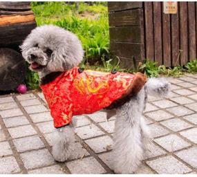 img 1 attached to 🐶 Warm and Stylish Delifur Dog Winter Coat: Chinese Style Tang Suit Pet Dog Costume for Small Dogs Cats, Happy New Year Clothing with Fu Character Design