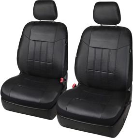 img 4 attached to 🚗 Universal Fit Leather Black Car Seat Covers for Cars, SUVs, and Trucks with Airbag Compatibility - Leader Accessories Auto 2 Front Seats Low Back