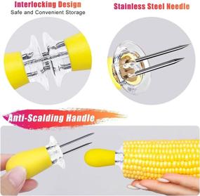 img 1 attached to 🌽 AQRINGO 12 Pcs/6 Pairs Stainless Steel Corn Holders - Corn on The Cob Skewers for BBQ - Twin Prong Sweetcorn Holders with Interlocking Design - Corn Skewers Forks for Home Cooking BBQ - 4 Colors Available